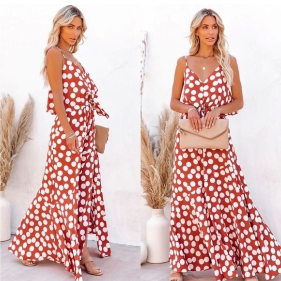 Rustic Polka Dot Maxi Dress - Picture 4 of 6